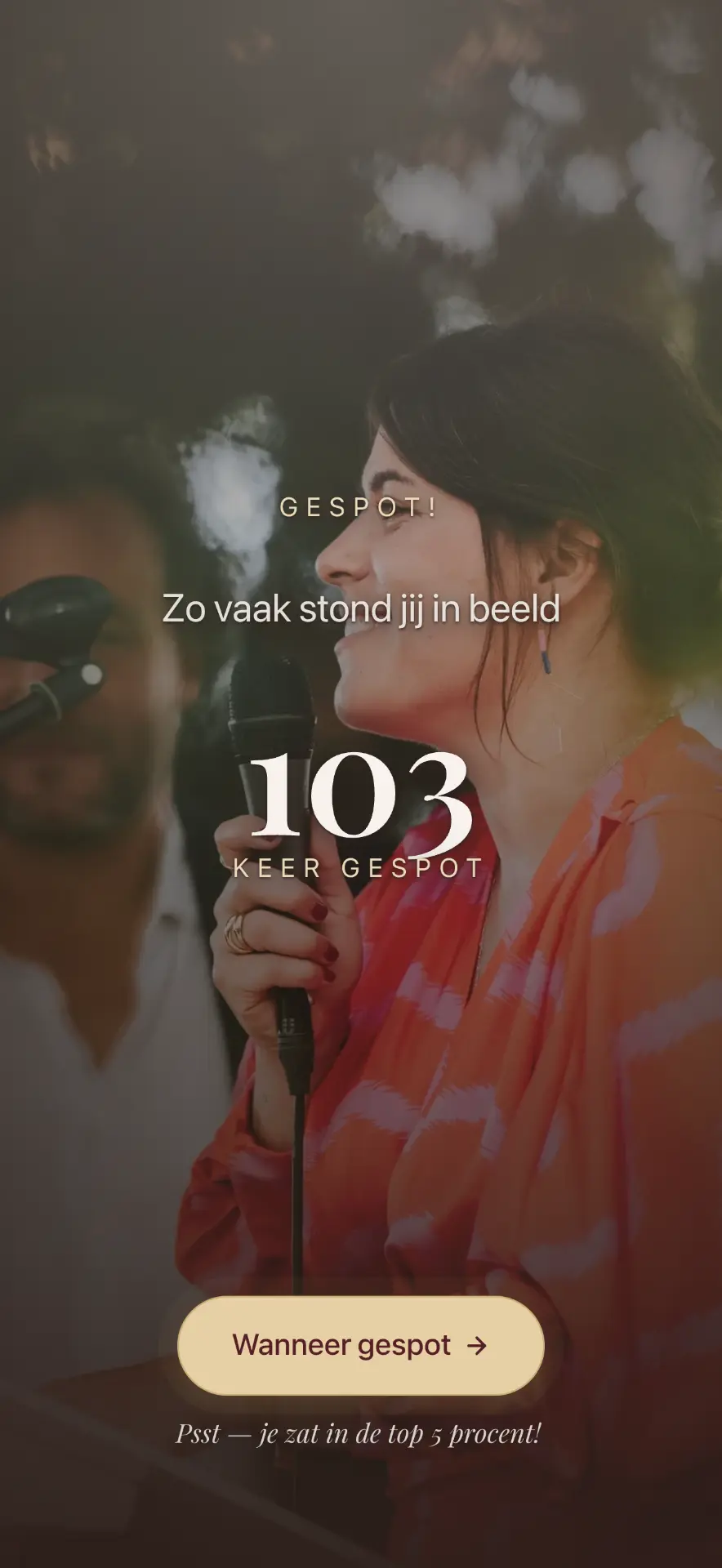 Story screen showing how often a guest was spotted in the photos